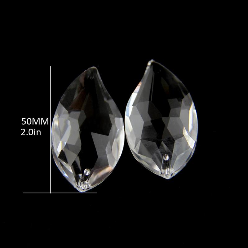 

50mm 10pcs Clear leaves Shape Crystal Chandelier Parts For Home Bedroom Lamp Adornment