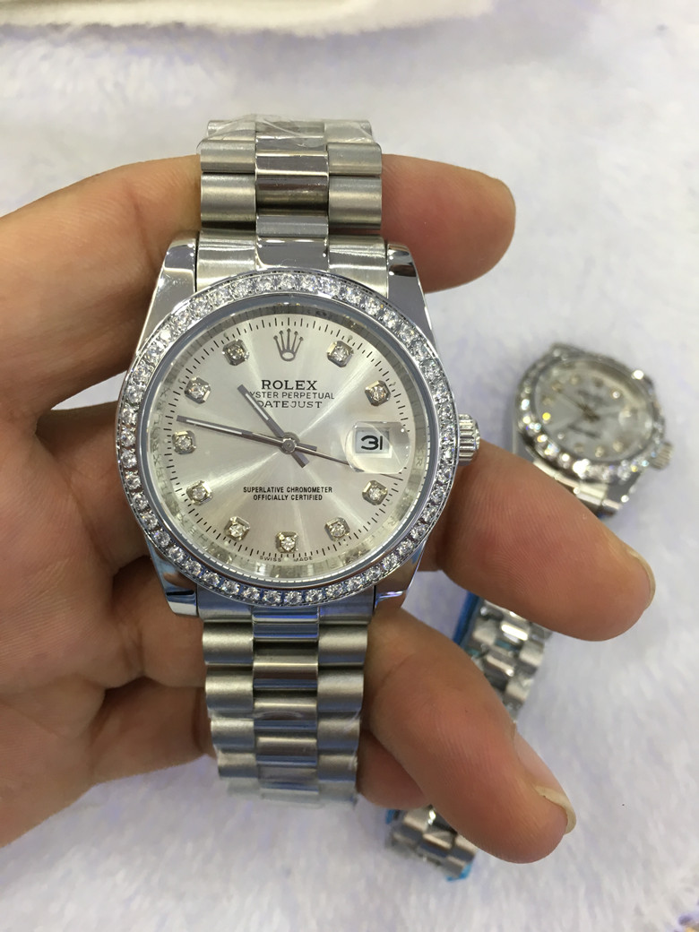 

With Original Box Mens Wristwatches Diamond Bezel Stainless Steel Bracelet 41mm Blank Dial Automatic Fashion Men's Luxury Watches, Slivery;brown