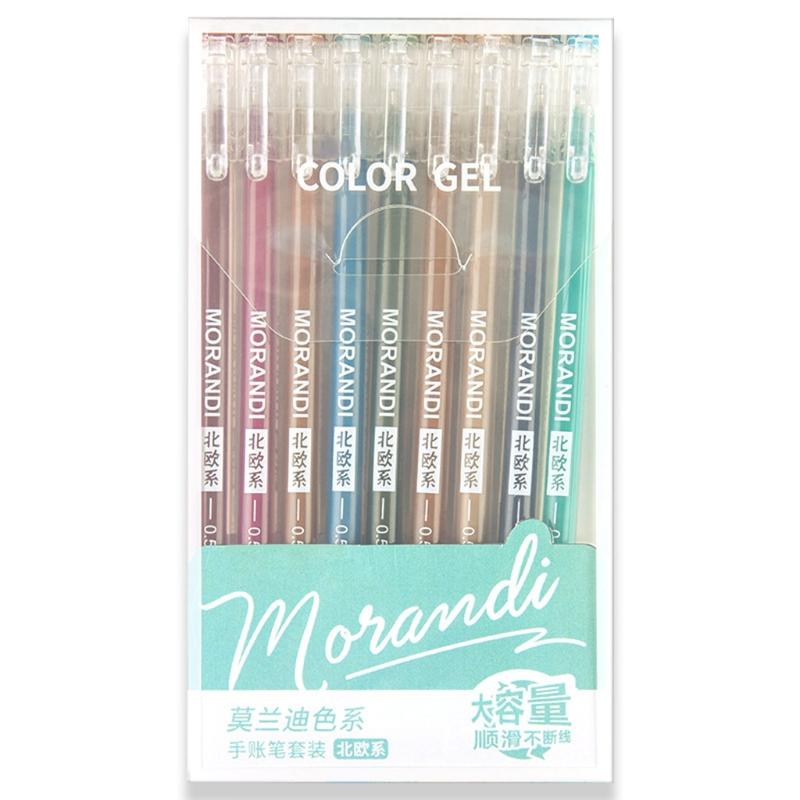 

9Pcs Morandi Gray Multi Color Gel Ink Pens Vintage Marker Liner 0.5mm Ballpoint 28GE