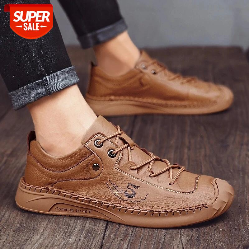 

2020 Men Hiking Shoes Comfortable Leather Outdoor Sneakers Flat Shoes Men Breathable Hiking Sports Running Big Size 39-48 #5x9L