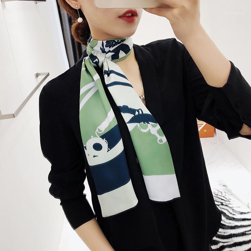 

Color-blocking Scarf Double-layer Printed Silk Scarves Shawl Long Women Warm Twill Headscarf Luxury Accessories, Blue;gray