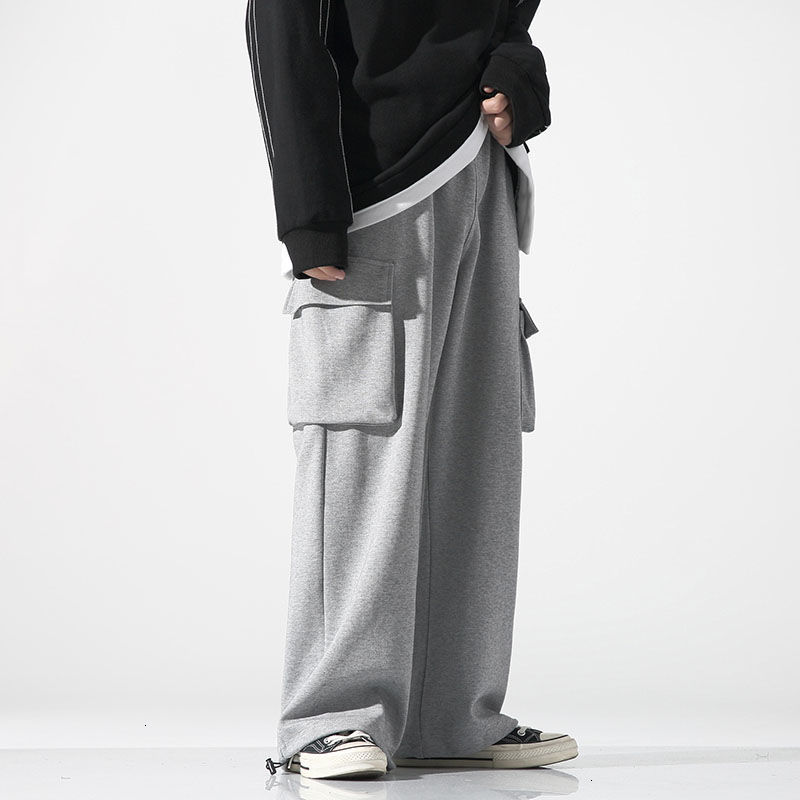 

2021 New Autumn Winter Cotton Sweatpants Men's Fashio Casual Joggers Men Streetwear Loose Hip-hop Straight Wide-leg Pants Mens 8rgs, Black