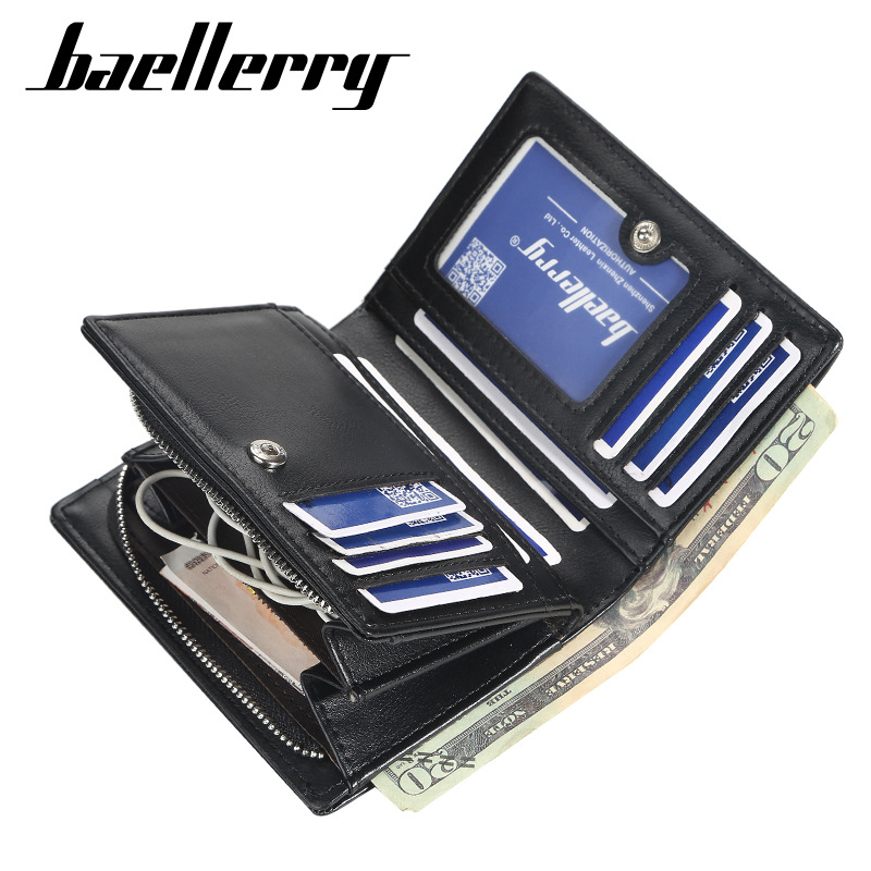 

Men Short Desigh High Quality Fashion Purse Design PU Leather Coin Holder Wallets, Coffee