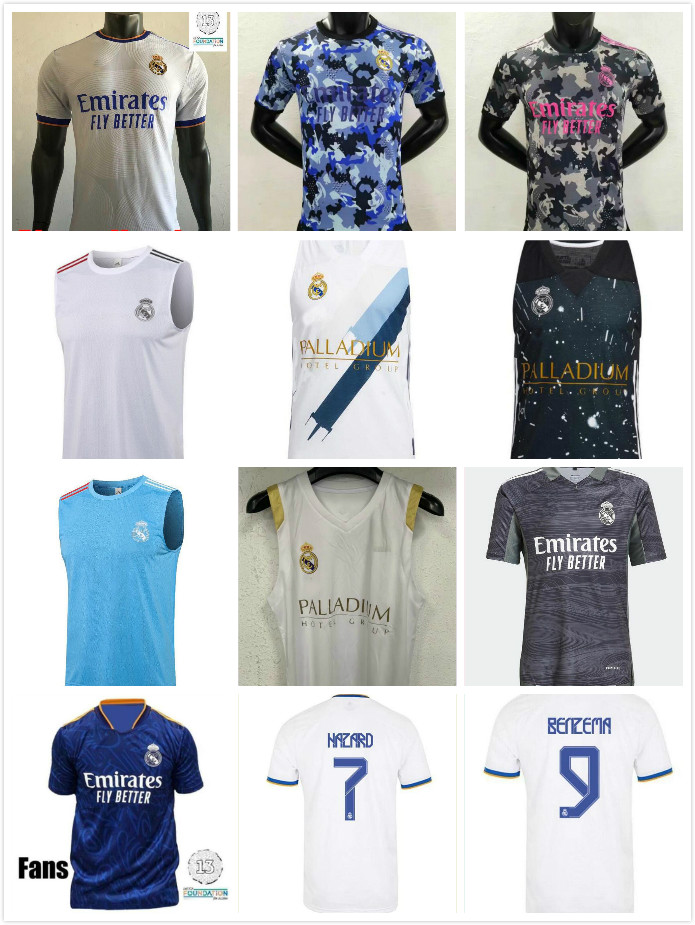 

Top thailand BENZEMA REAL MADRID jerseys 21 22 fans player version soccer football shirts ALABA HAZARD CASEMIRO MODRIC MARCELO camiseta 2021 2022