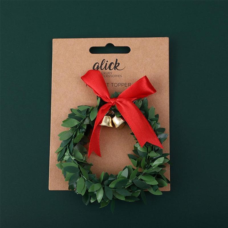 

Decorative Flowers & Wreaths Craft Christmas Leaves Wreath Artificial Garland Hanging Bow Bell Pendants Ornament Wedding Decoration Home Par, 1pc