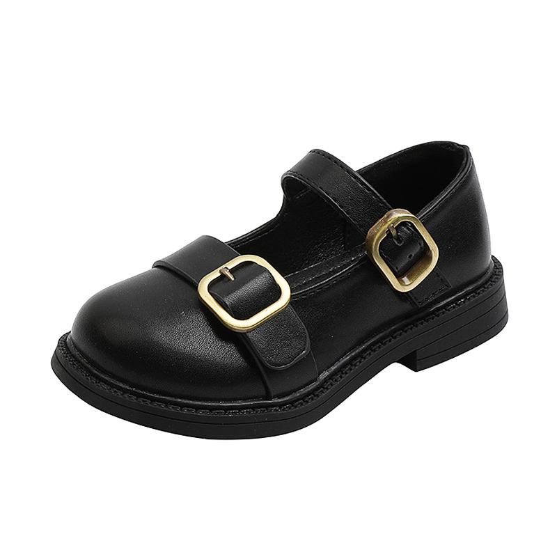 

Flat Shoes 2021 Baby Girls Marry Jane Leather Performance Dress Big Kids Princess Flats Plain Black White School Sneakers Size 23-36, Black;grey