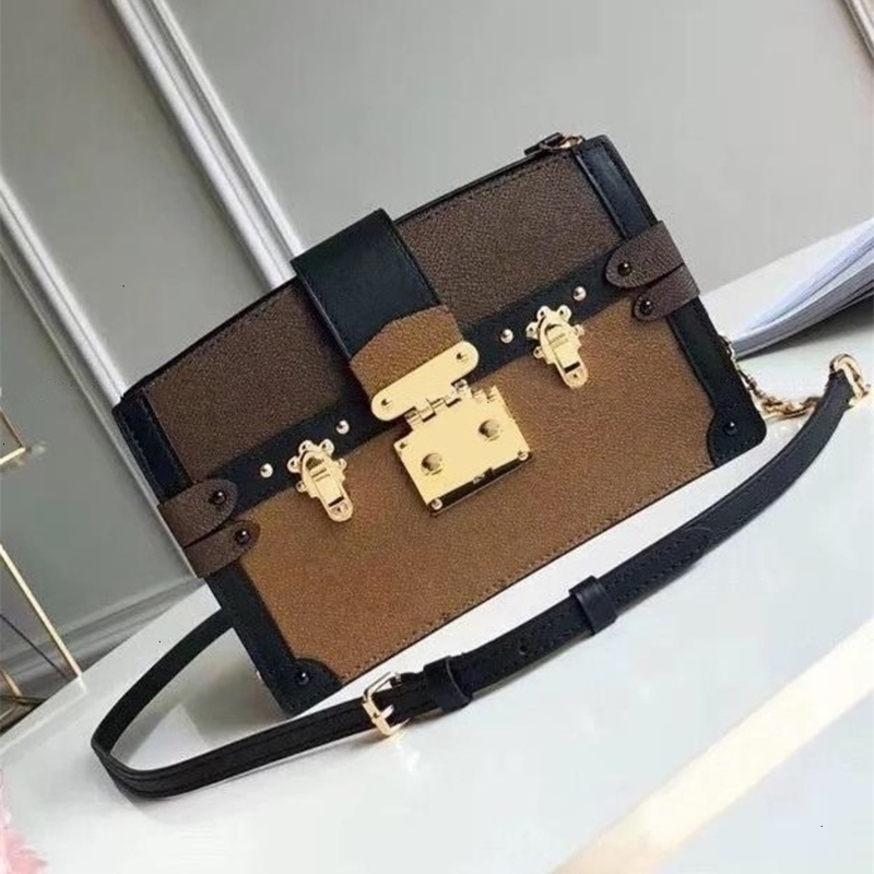 

Luxury Design Women Genuine Leather Reverse Trunk Clutch Mini Crossbody Ladies Mallzipper Removable Strap Rivet Shoulder Bag, Customize