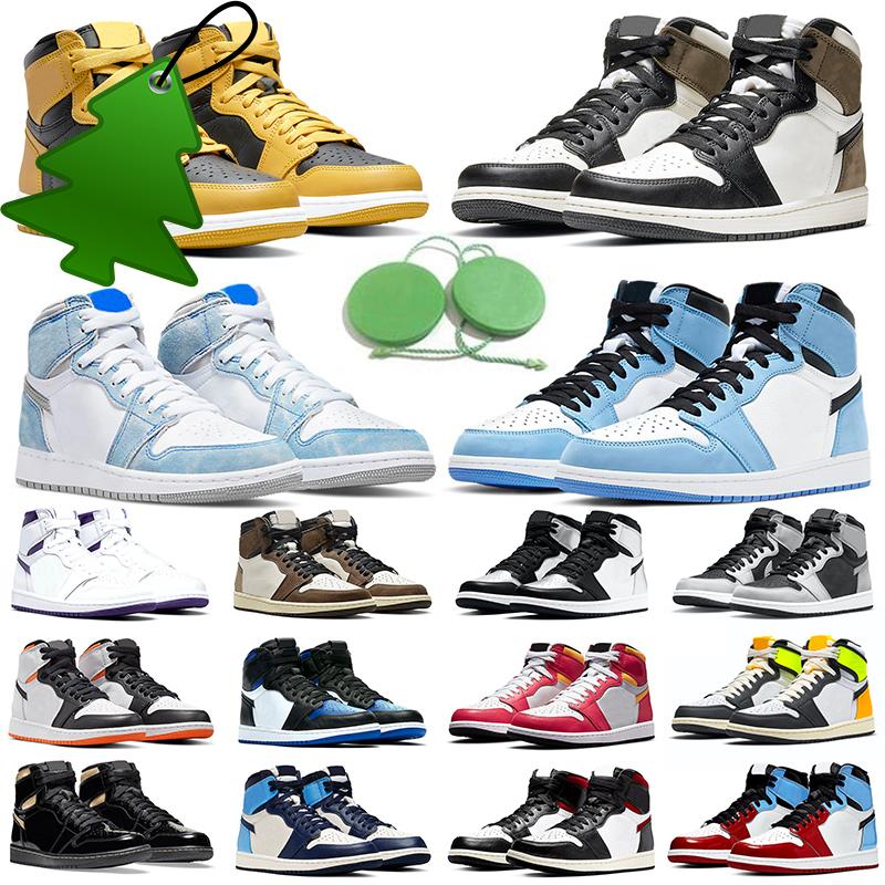 

2022 Jumpman 1 High Basketball Shoes 1s Men Women University Blue Hyper Royal Pollen Court Purple Mocha Shadow 2 .0 Silver Toe Bred Chicago Top F, Black