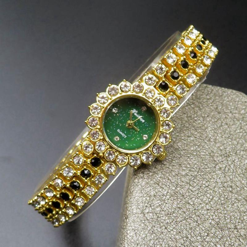 

Wristwatches Luxury Women Bracelet Watches Diamond Stainless Steel Chain Belt Watch For Gold Dress Business Quartz, Gold blue
