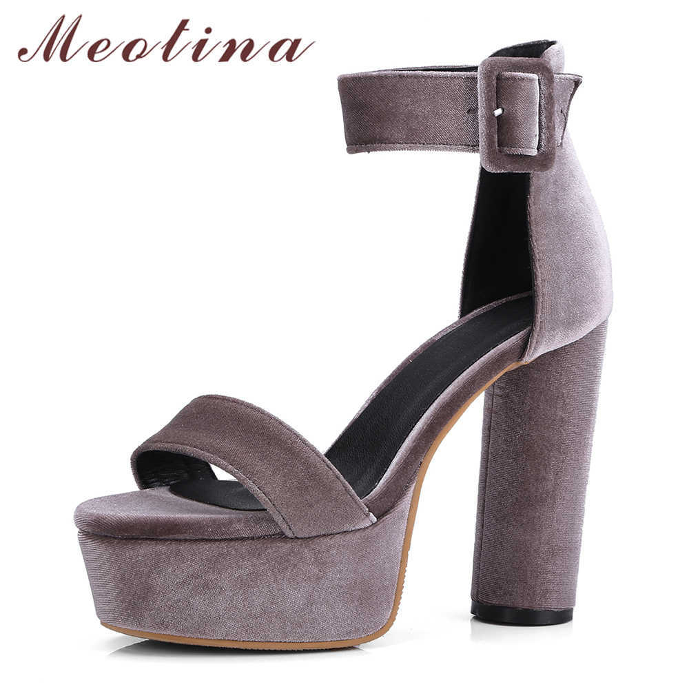 

Meotina Women Sandals Summer Shoes Buckle Platform Round Heels Shoes Extreme High Heel Ankle Strap Sandals Lady Plus Size 33-42 210608, Black