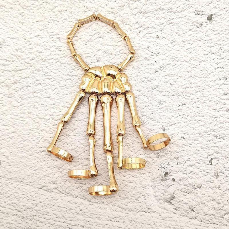 

Bangle Adjustable Steam Punk Bracelet For Men Women Gothic Skull Elasticity Skeleton Bangles Jewelry Hand Coupl Q2M9