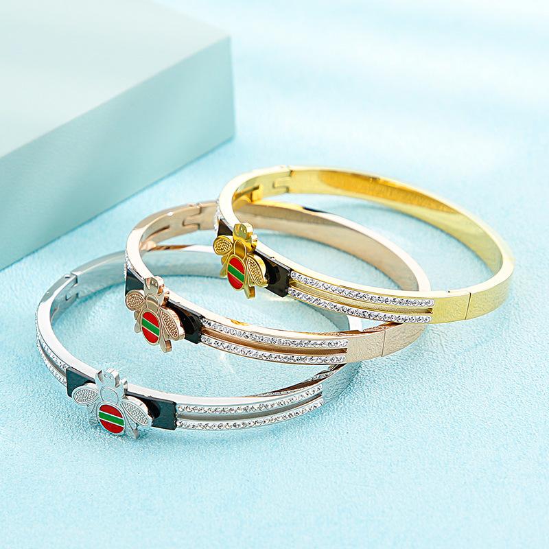 Bangle Titanium Steel Bracelet Bee Jewelry Fashion Bangles-image-704693535