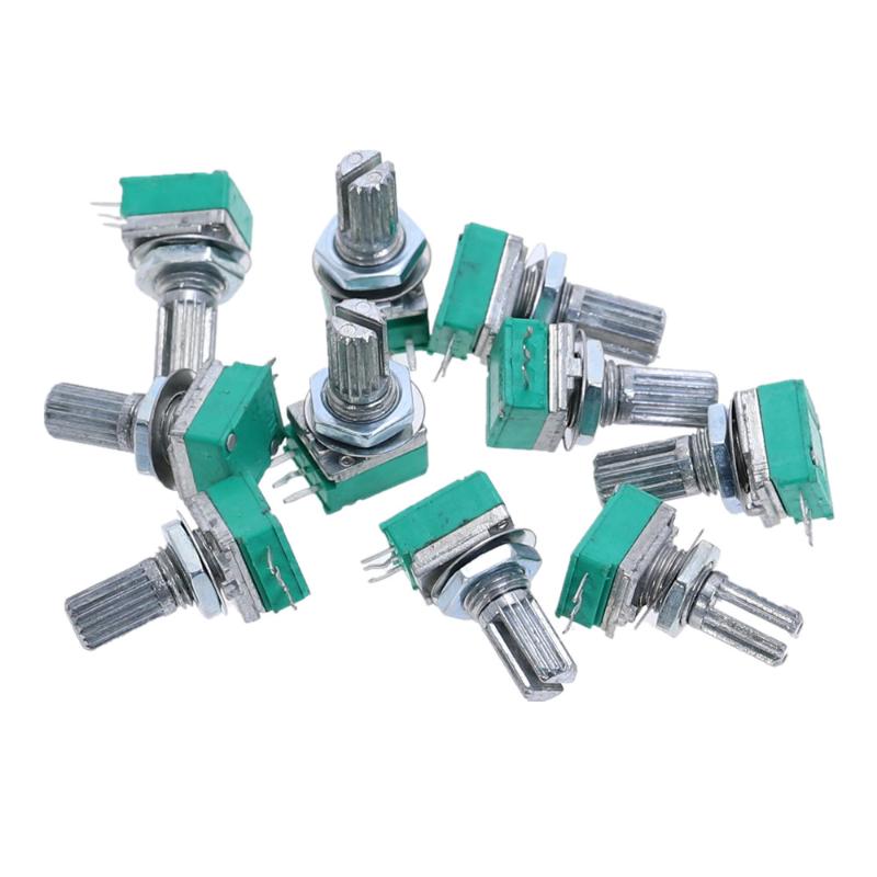 

Smart Home Control 10pcs B5K 10K 20K 50K 100K Audio Sealed Potentiometer 15mm Shaft 3pins RK097N Rotary Switches W Cap