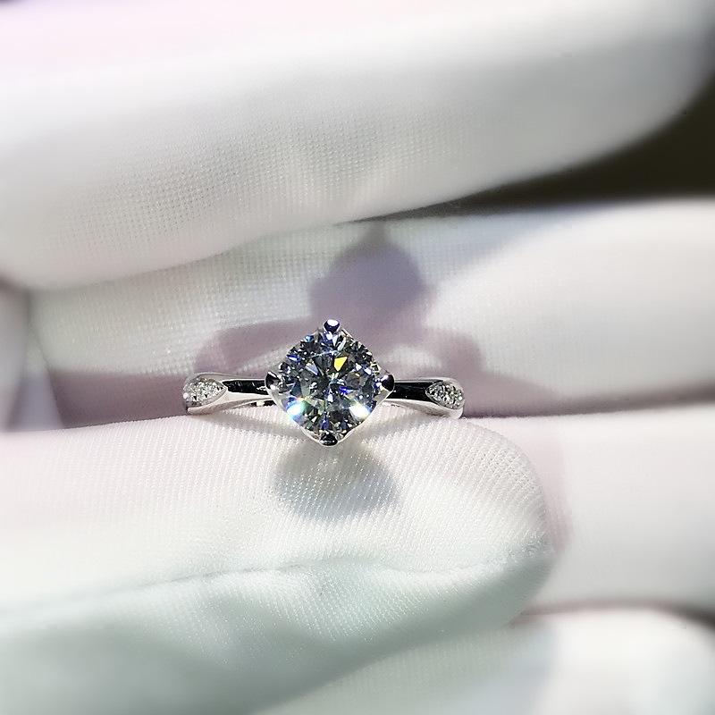 

Cluster Rings Solid S925 Silver Color Ring Real Natural 1 Diamond Gemstone Bizuteria 925 Jewelry Anillos De Wedding Diamant, Golden;silver