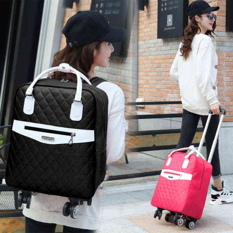

Wheeled bag for travel Women travel backpack with wheels trolley bags Oxford large capacity Travel Rolling Luggage Suitcase Bag 211102