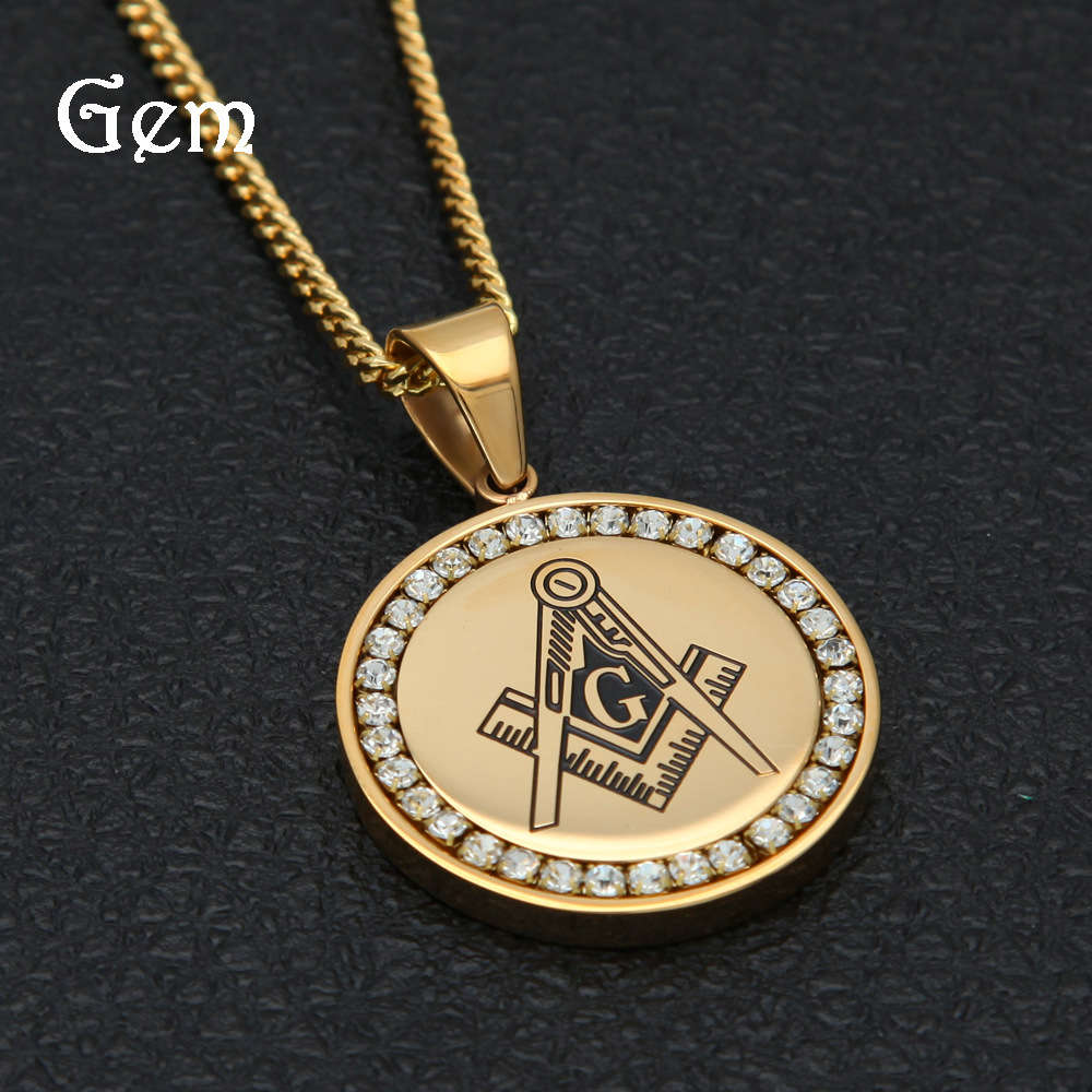 

Hip hop exquisite pendant Ag diamond round stainless steel men's jewelry