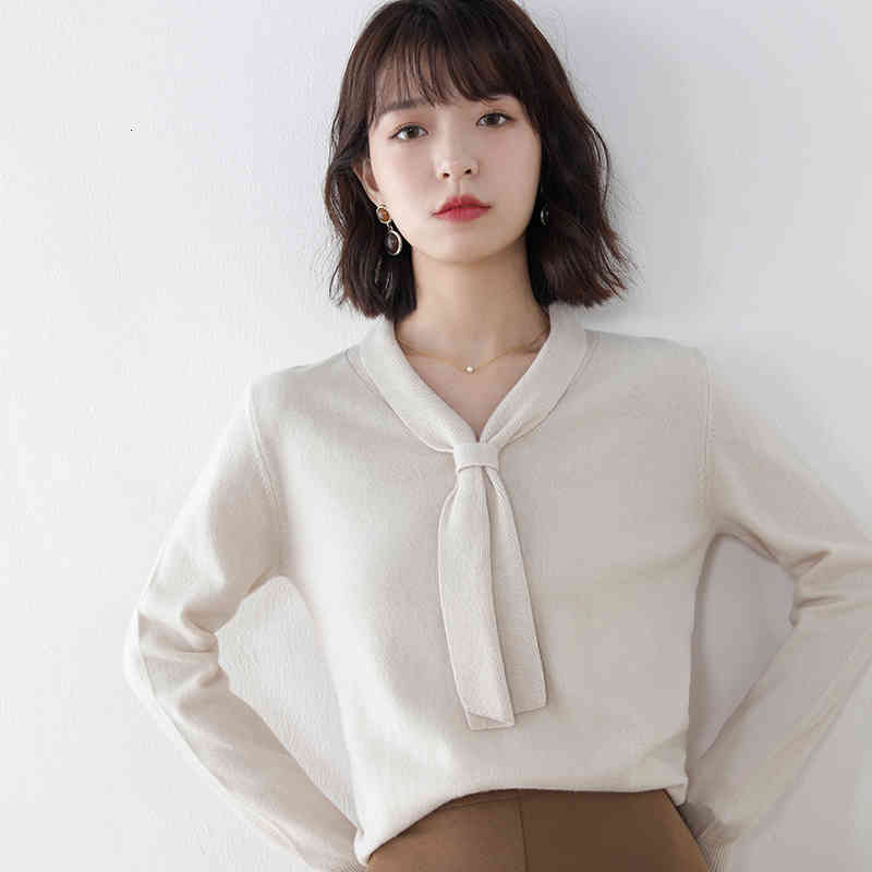 

women's sweaters autumn wool sweater for women, simple, versatile long-sleeve casual p42i, White;black
