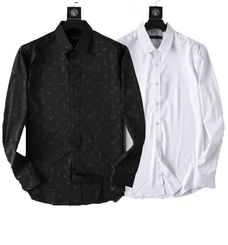 

Luxurys Designers Dress Shirt Menswear Fashion Society Black Men Solid Color Business Casual Mens Long Sleeve M-3XL#12