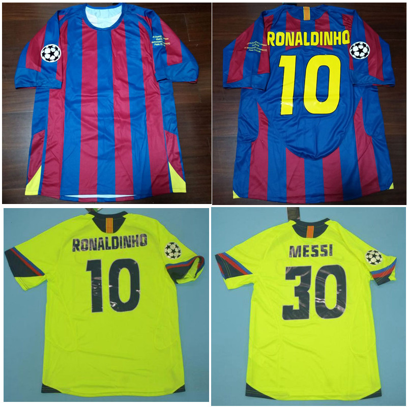 

Top 2006 UCL final RONALDINHO Retro Jerseys XAVI Classic Vintage MESSI Soccer jersey LARSSON football shirt ETO'O maillot de foot, Barcelona2006home