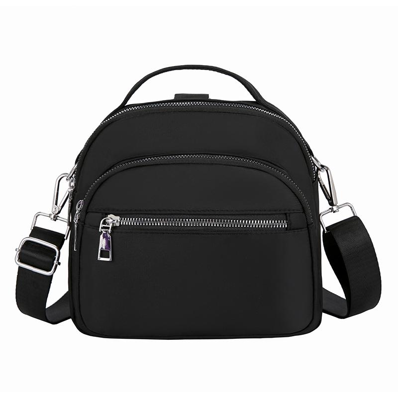 

Cross Body Women's Shoulder Bag Dwaterproof Water Nylon Crossbody Travel Bags School Message For Women Solid Zipper Tote, Black