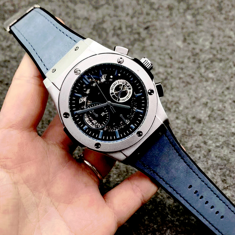 

7-Men analog watch 40mm quartz movement date calendar all dial work leather strap orologio uomo luxury montre de luxe designer watches