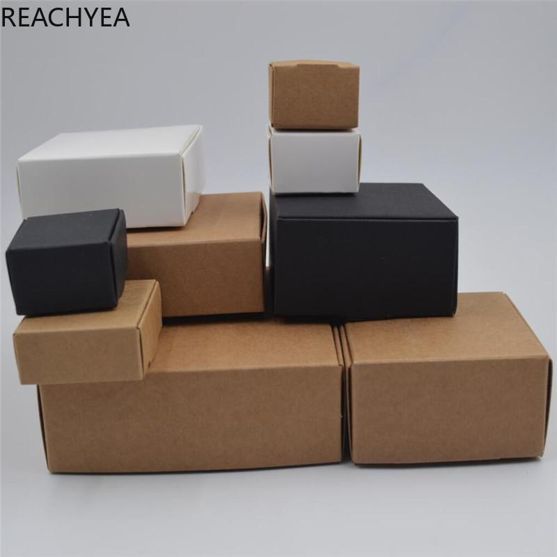 

DIY Kraft Gift Box White/Brown/Black Paper Small Soap Box Kraft Cardboard Mini Jewelry Packing Carton 12Sizes