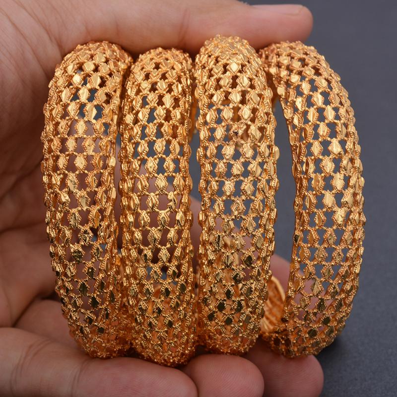 

Bangle 4Pcs/Set Dubai African Gold Color Cuff For Women Girls Wife Thin Arab Wedding Bracelet&Bangles Jewelry Holiday Gift