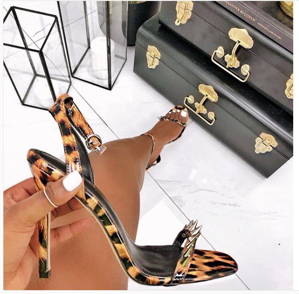 

heel heel sexy nightclub sandals size 35-40 print high-heeled shoes women's thin, Leopard print