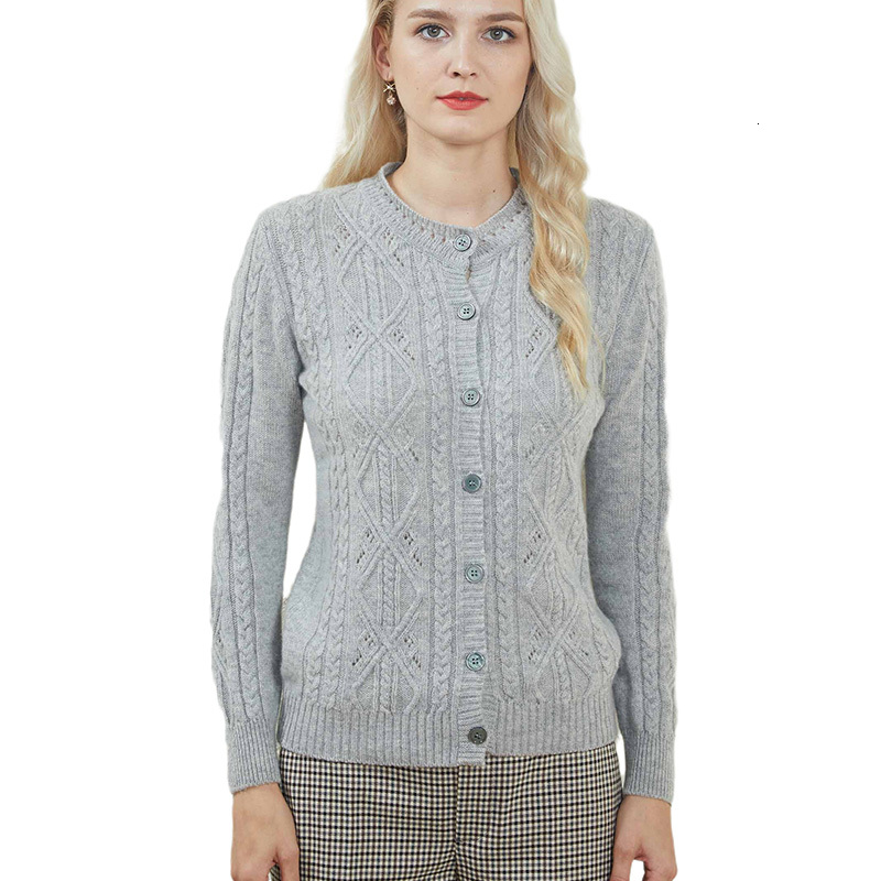 

2021 New Female Knitwear Autumn Winter High Quality Cardigan Women 100% Cashmere Lazy Top Knitting Sweater Ld9h, Brown