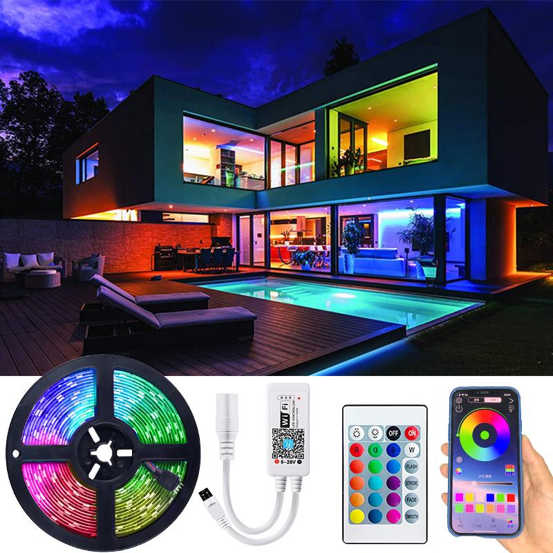 

Strips Led Strip Light RGB Flexible Lamp Luces Ribbon Tape Diode DC12V SMD IR Blutooth WIFI Controller Lights