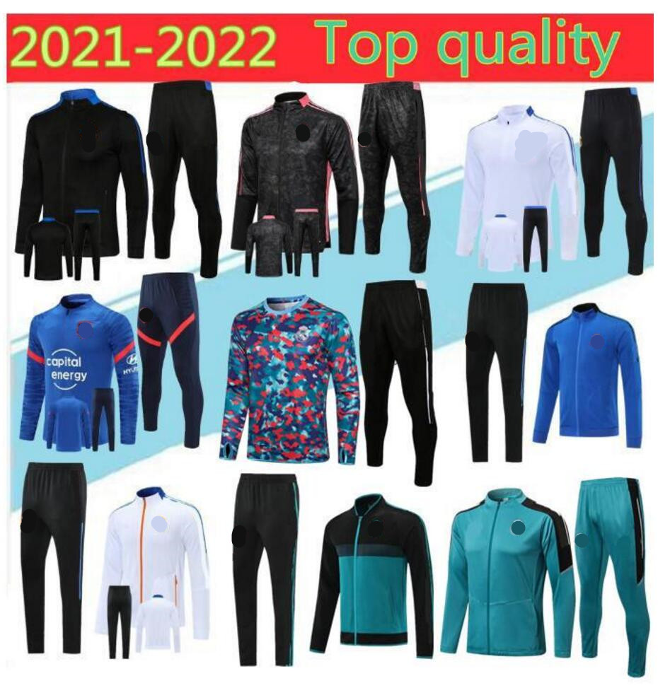 

21/22 Real Madrid black soccer Chandal 2021 camiseta de futbol HAZARD BENZEMA MODRIC football jacket training suit, Orange
