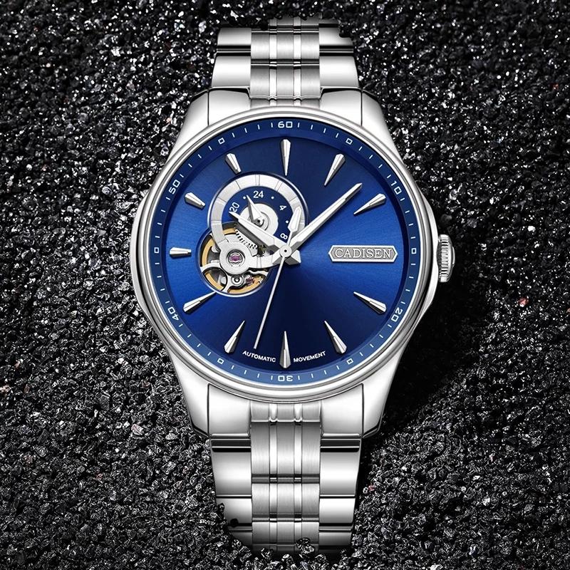 

Wristwatches CADISEN Design Men Mechanical Fashion Automatic Watches Top Military Watch Menrelogio Masculino, Blue