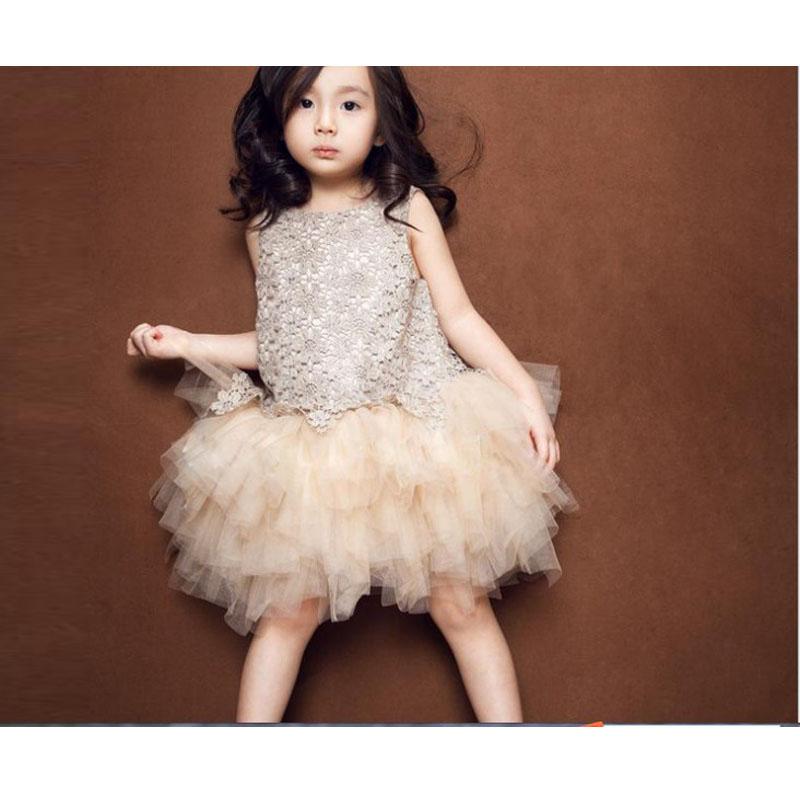 

2021 Kids Wedding Dresses Sleeveless Fashion Children Clothes Kids Dress For Girls Summer Style Lace Girls Tutu Dresses, As picture