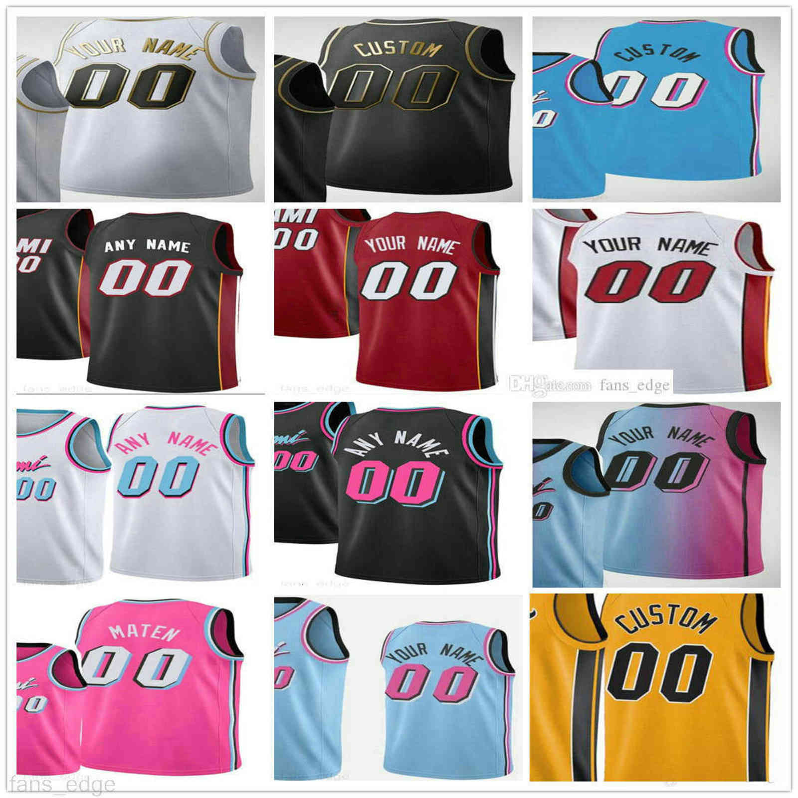 

Custom Printed Miami Jimmy 22 Butler Tyler 14 Herro Bam 13 Ado Heat Dwyane 3 Wade 25 Nunn Goran Dragic Victor 4 Oladipo Men Woman Kids Youth