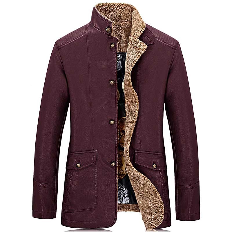 

2021 New Fall Warm Leather Jacket Pu Men's Casualties Trenchcoat Bluare Another Red Coat Faux Fur Masculine Clothes Plus Size 0u2n, Burgundy