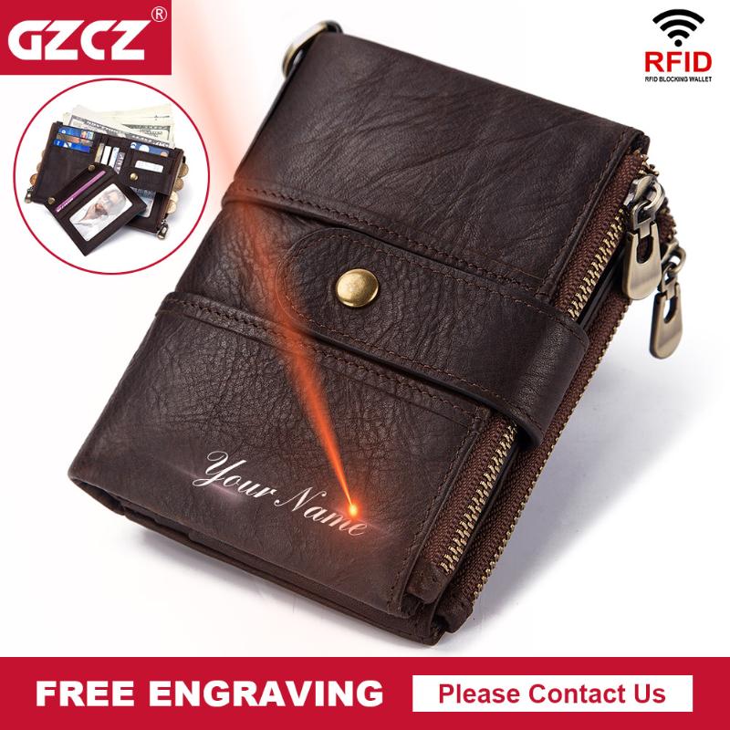 

Wallets Casual Men Crazy Horse Leather Short Coin Purse RFID Hasp Design Card Wallet Cow Money Bag Male Quality Carteira, Red-chain