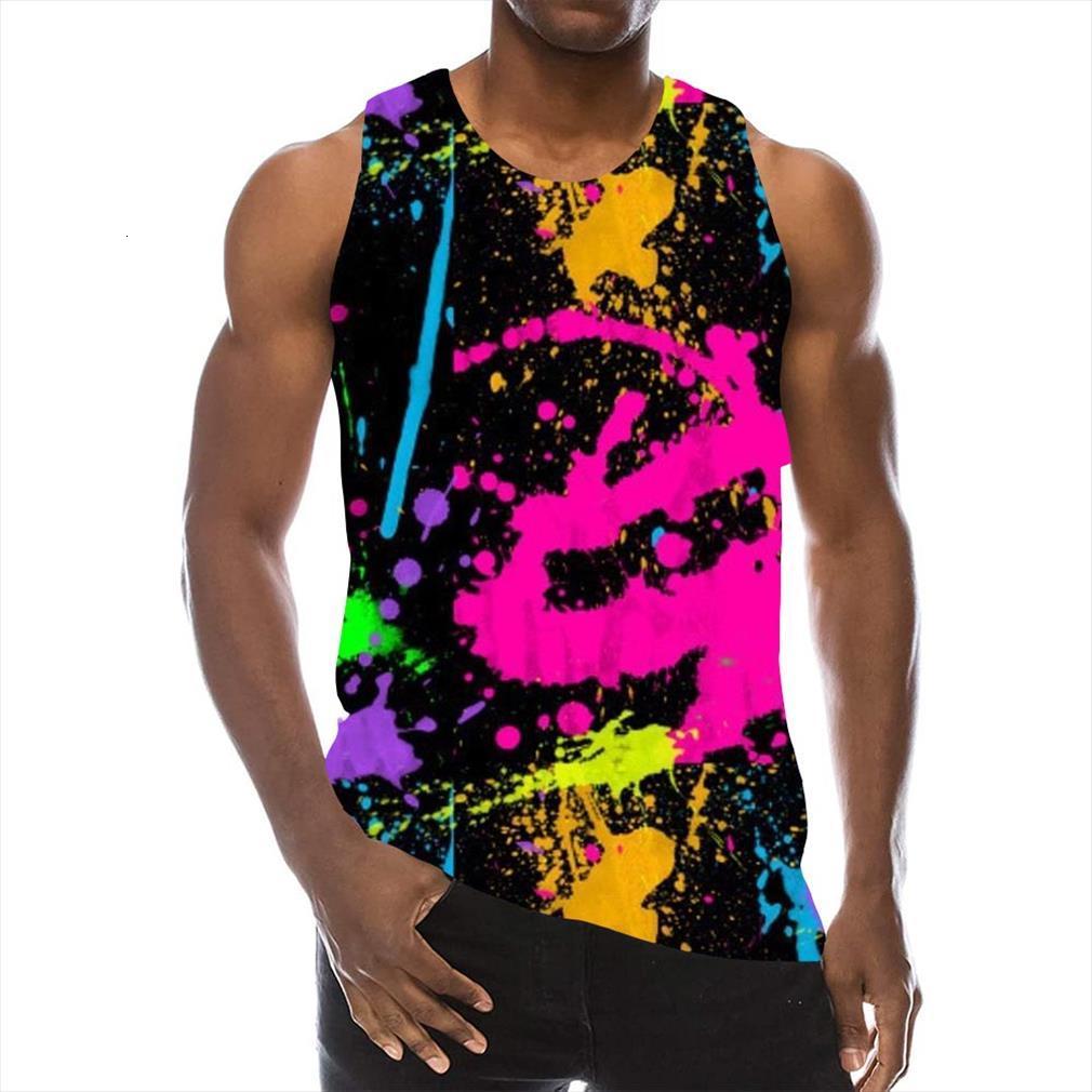 

psychedelic tank for men 3d print colorful sleeveless pattern graphic vest, White;black