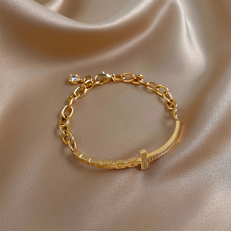 Xianlan620 Light Microscope T Bracelet Female Ins Luxury Niche Design Bracelet Contracted Cold Wind Student Girlfriends Net Red Ha-image-706518779