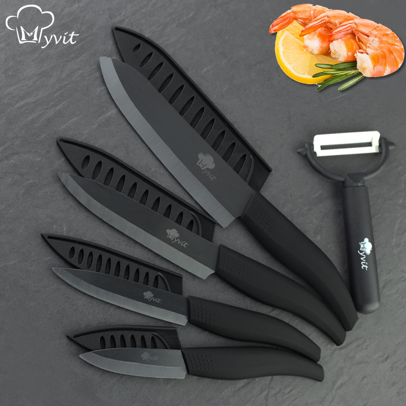 

Ceramic Knife 3 4 5 inch + 6 inch Kitchen Knives Serrated Bread Set +Peeer Zirconia Back Bade Fruit Chef Knife Vege Cook Too