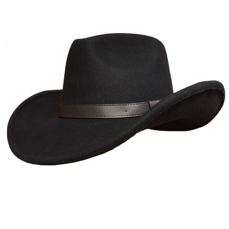 

2021 New Cowboy Black Wool Felt Western Hat for Men Women Vndu, Red