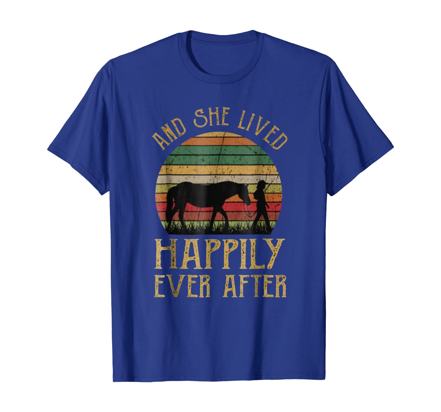 

And She Lived Happily Ever After Horse T Shirt for Women Men, White;black