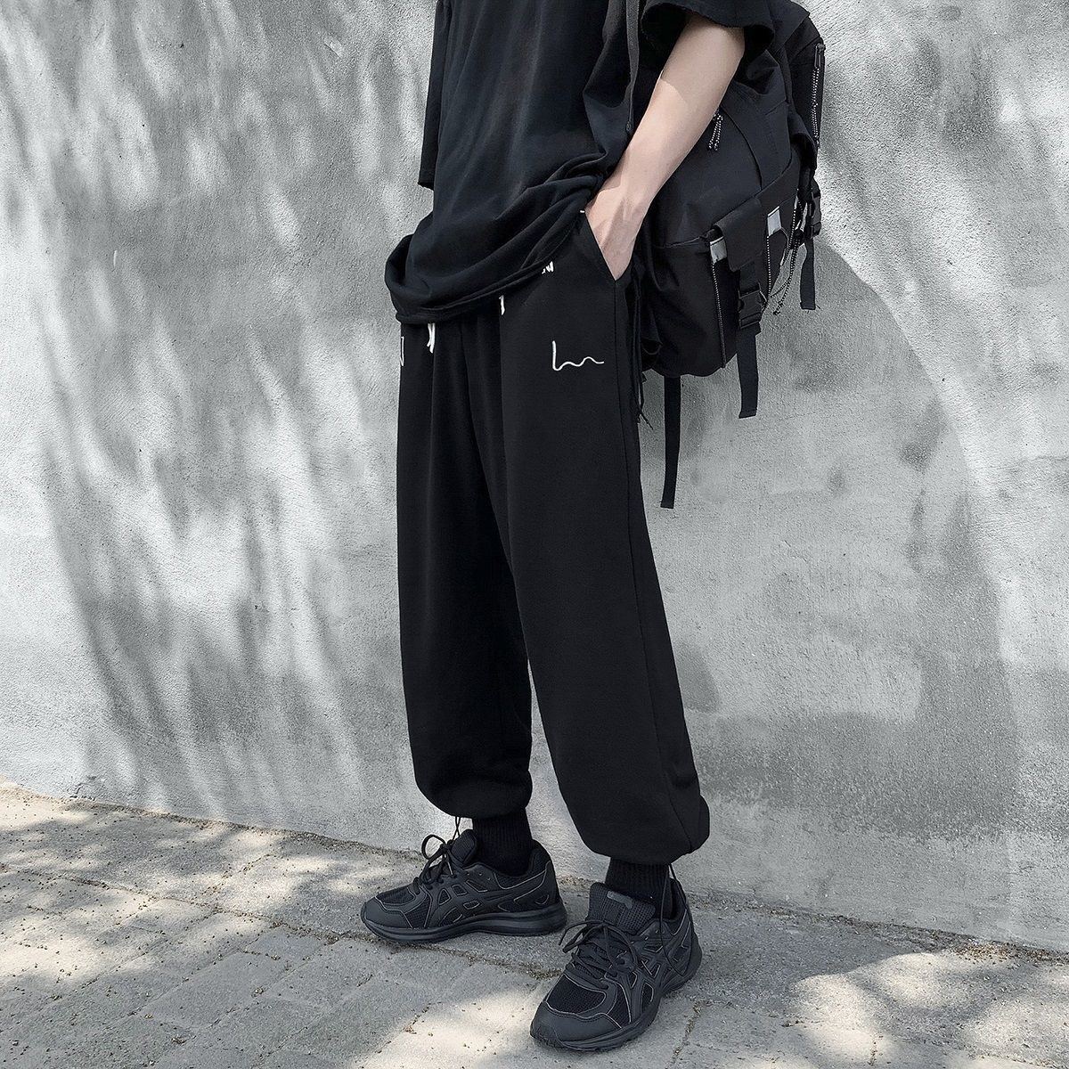 

2021 New Men's Casual Hip Hop Style Harem Pants Drawstring Leggings Trousers Streetwear Grey/black Color Joggers Sweatpants Seo7, Gray k516