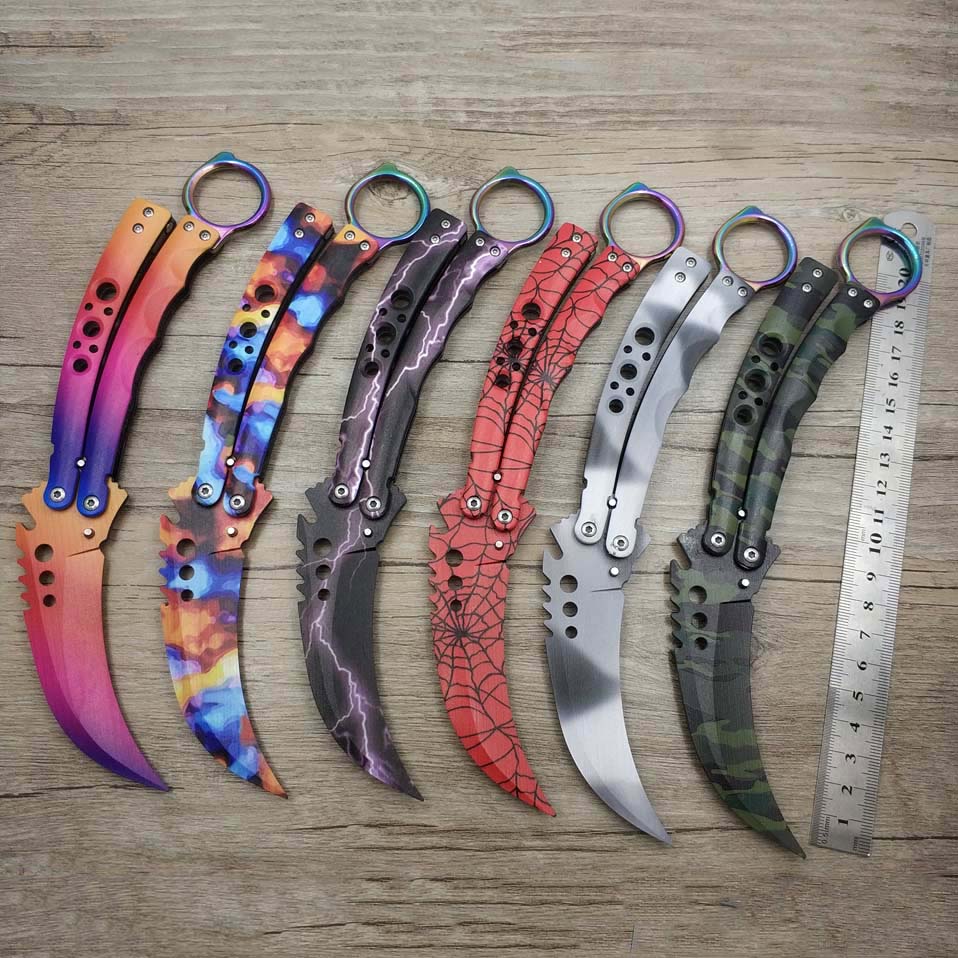 

Dropshipping 420C stee karambit cs go trainer caw knife butterfy game butterfy foding Knife no edge du too Practice too