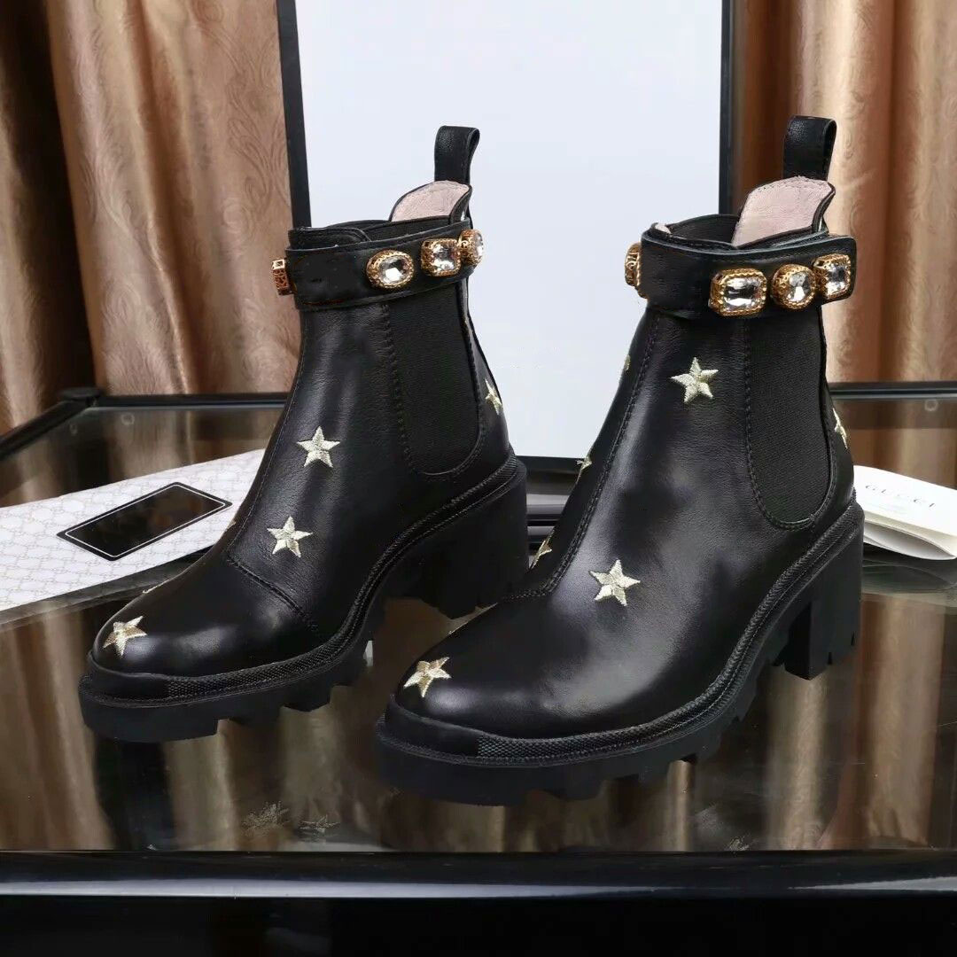 

Classic Leather Designer Thick-soled Desert Martin Boots White Bee Star Trail Lace-up Winter Ladies High Heel Shoe lace bees high-top women's flat ankl e boot's, I need look other product