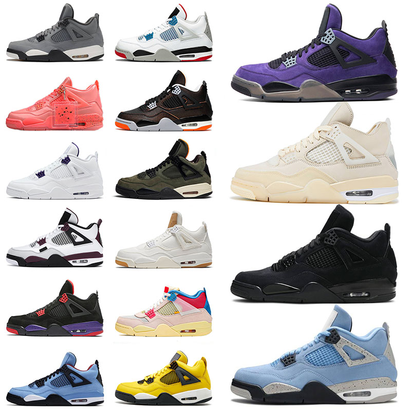 

With Box Jumpman 4 Mens Womens Basketball Shoes 4s Top QUALITY Sail IV University Blue Travis Cactus Jack Purple Retro Black Cat White off Men Women Sneakers Trainers, B47 40-47