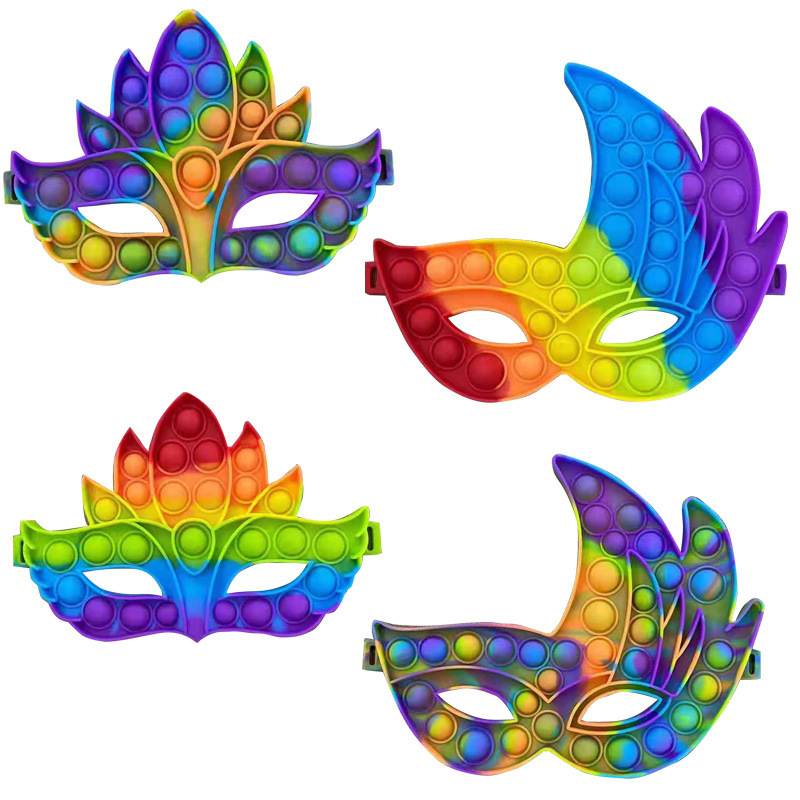 

DHL SHIP 4 Styles Party Mask Fidget Toy Rainbow Masquerade Mask Party Balls Fancy Dress Masks Blindfold Facemask Halloween Christmas TH10201