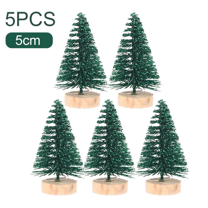 

Christmas Decorations 5pcs Festival Party With Wooden Base Po Prop Office Desktop Decoration Mini Tree Simulation Pine Needle DIY Craft