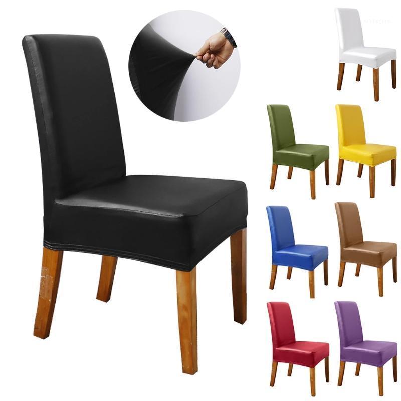 

12/4/6Pcs Waterproof Chair Cover PU Leather Fabric Covers Big Elastic Seat Stretch Case For Home Banquet