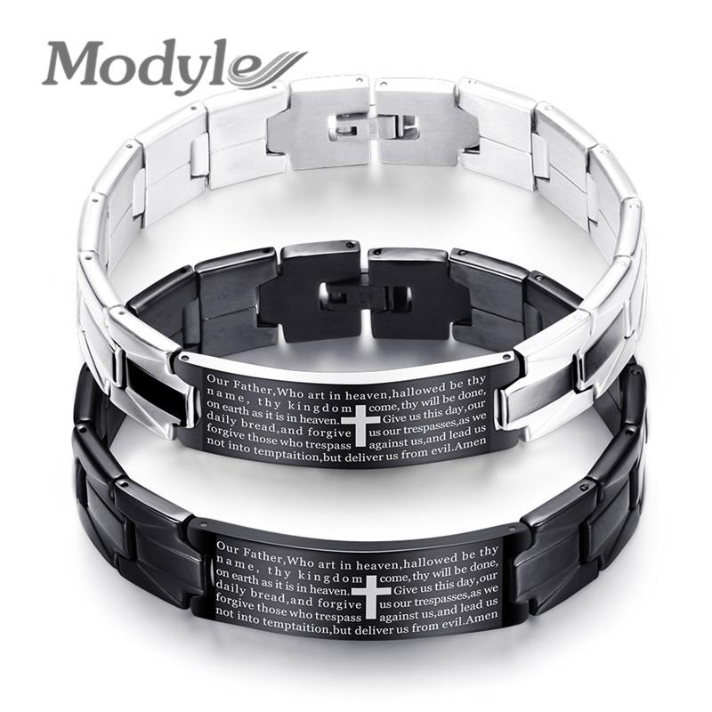 

Link, Chain Modyle Men's Bracelets Trendy Jesus Christian Cross Stainless Steel Bangle Fashion Jewelry
