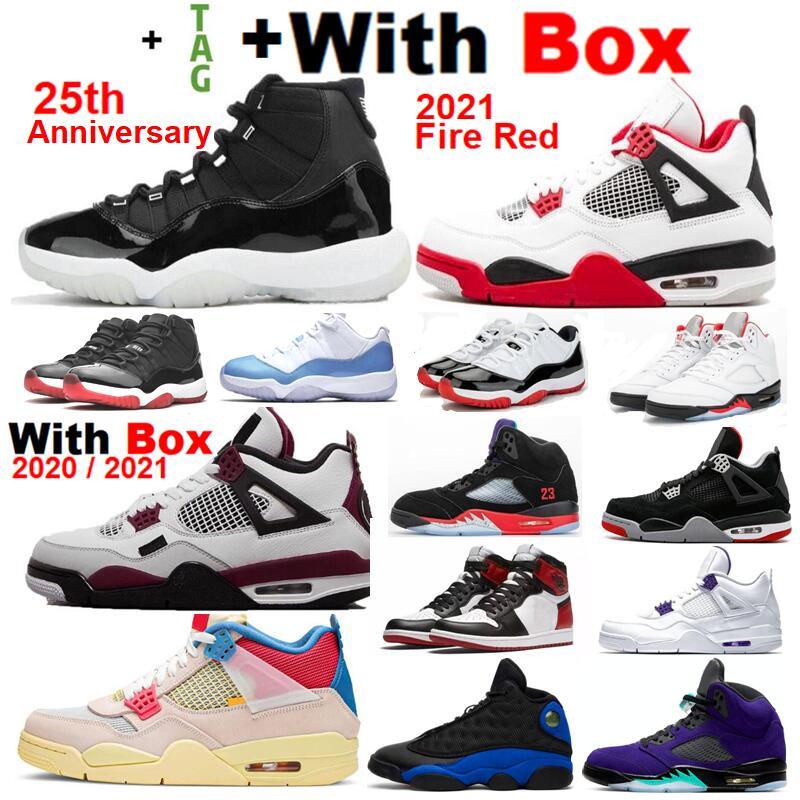 

2021 11 25th Anniversary 4 Fire Red 5 What The 5s Toyal 1 Bred 11s Space Jam Basketball shoes Union Guava Ice 4s, Color-34